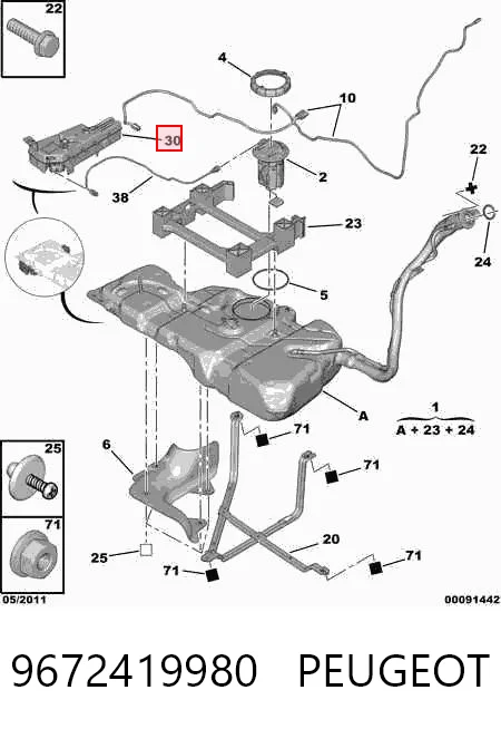 9672419980 Peugeot/Citroen Tanque para os aditivos