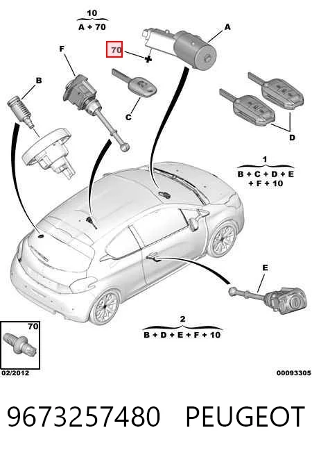 9673257480 Peugeot/Citroen Fecho de ignição
