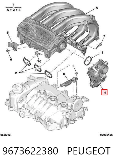 9673622380 Peugeot/Citroen Válvula de borboleta montada