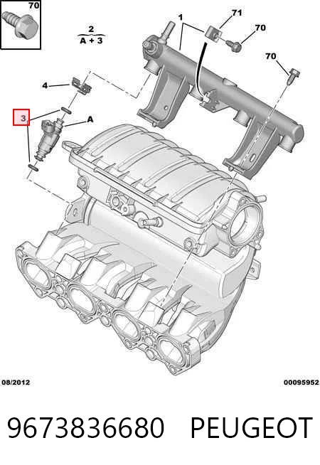 9673836680 Peugeot/Citroen Injetor de injeção de combustível