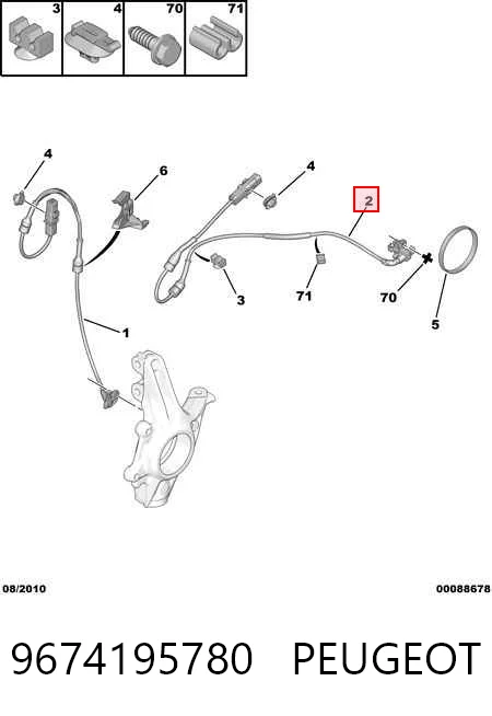 9674195780 Peugeot/Citroen Sensor ABS traseiro