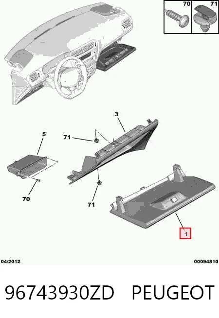 Tampa da caixa para luvas (porta-luvas) para Citroen C-Elysee  