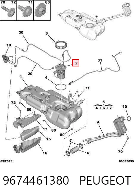 9674461380 Peugeot/Citroen Módulo de bomba de combustível com sensor do nível de combustível