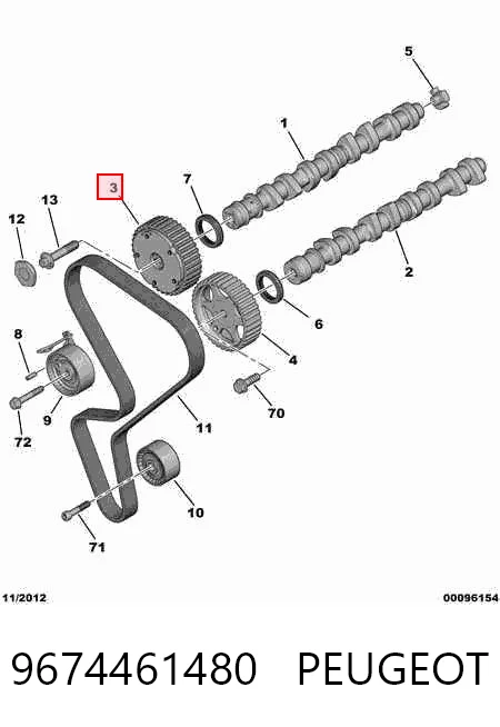 9674461480 Peugeot/Citroen Engrenagem de cadeia de roda dentada da árvore distribuidora de admissão de motor