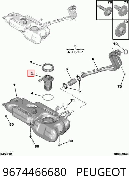 9674466680 Peugeot/Citroen Módulo de bomba de combustível com sensor do nível de combustível
