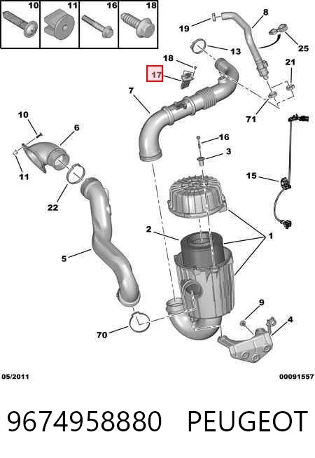 9674958880 Peugeot/Citroen Sensor de fluxo (consumo) de ar, medidor de consumo M.A.F. - (Mass Airflow)