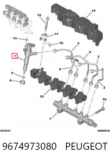 9674973080 Peugeot/Citroen Injetor de injeção de combustível