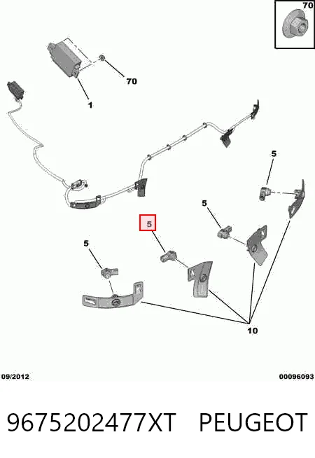 9675202477XT Peugeot/Citroen Sensor dianteiro de sinalização de estacionamento (sensor de estacionamento)