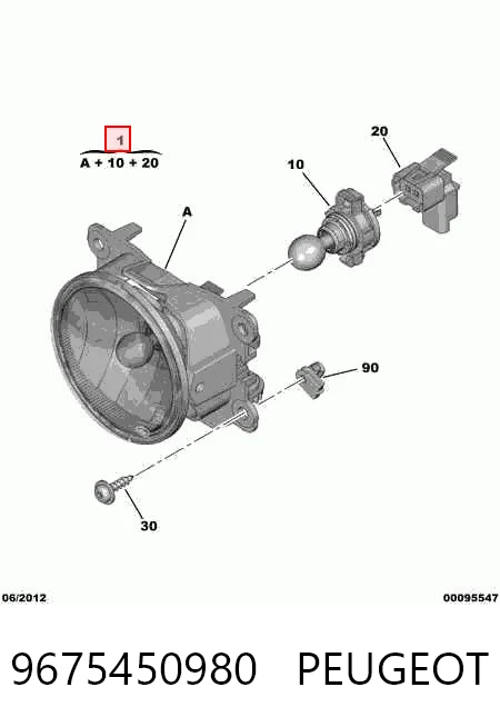 9675450980 Peugeot/Citroen Luzes de nevoeiro esquerdas/direitas