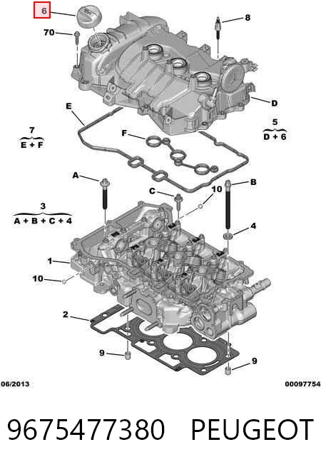 9675477380 Peugeot/Citroen Tampa do gargalho de enchimento de óleo