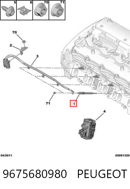 9675680980 Peugeot/Citroen Vela de incandescência