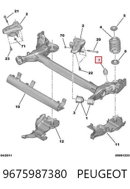 9675987380 Peugeot/Citroen Grade de proteção do eixo traseiro