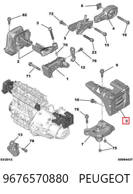 9676570880 Peugeot/Citroen Coxim (suporte) esquerdo de motor