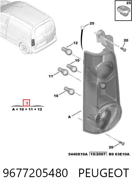 9677205480 Peugeot/Citroen Lanterna traseira direita