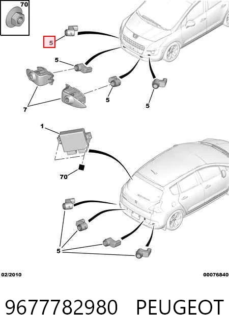 9677782980 Peugeot/Citroen Sensor traseiro de sinalização de estacionamento (sensor de estacionamento)