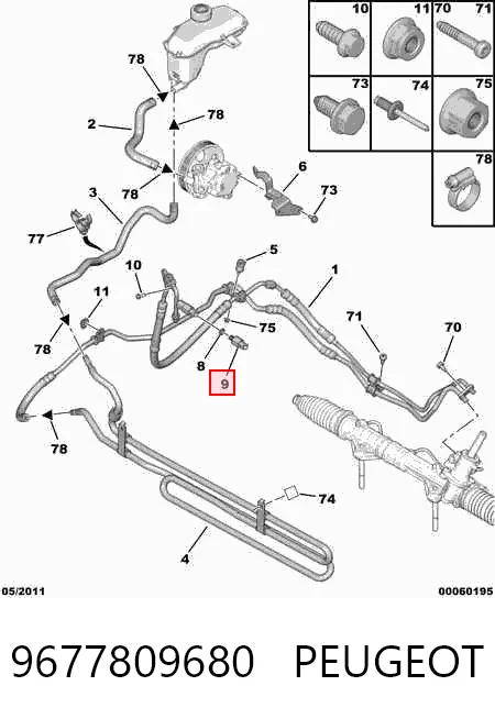 9677809680 Peugeot/Citroen Sensor hidráulico de bomba de impulsionador