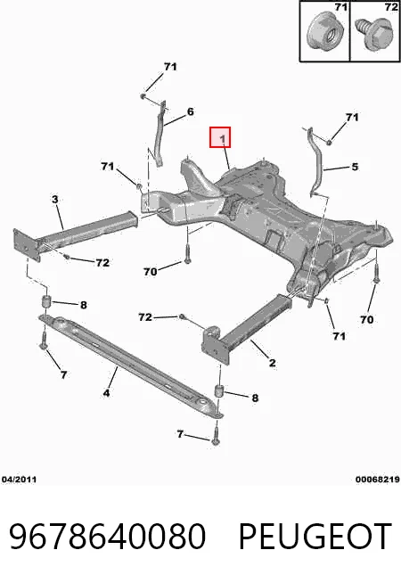  Viga de suspensão dianteira (plataforma veicular) Peugeot 307 hatchback (3A, 3C) (2000 - 2012) 
