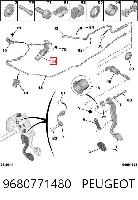 9680771480 Peugeot/Citroen Cilindro de trabalho de embraiagem
