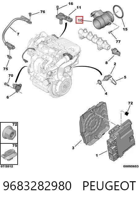 9683282980 Peugeot/Citroen Sensor de fluxo (consumo) de ar, medidor de consumo M.A.F. - (Mass Airflow)