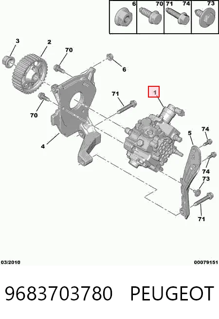 9683703780 Peugeot/Citroen Bomba de combustível de pressão alta