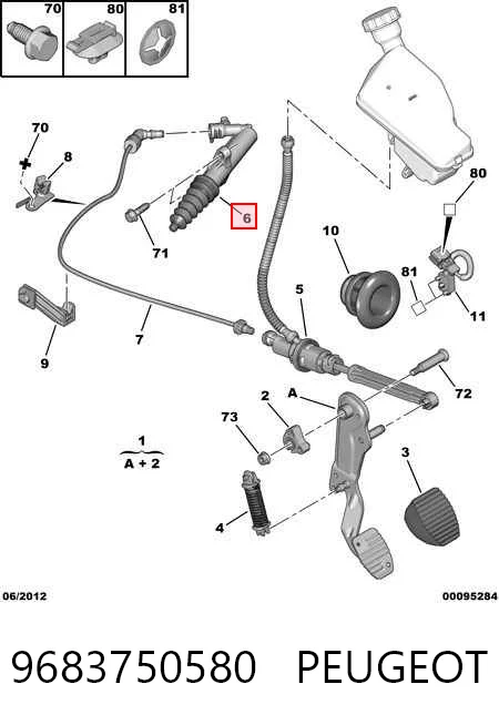 9683750580 Peugeot/Citroen Cilindro de trabalho de embraiagem
