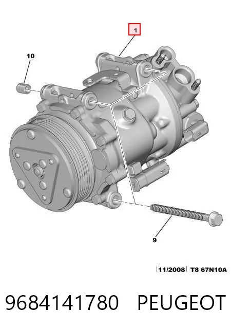 9684141780 Peugeot/Citroen Compressor de aparelho de ar condicionado