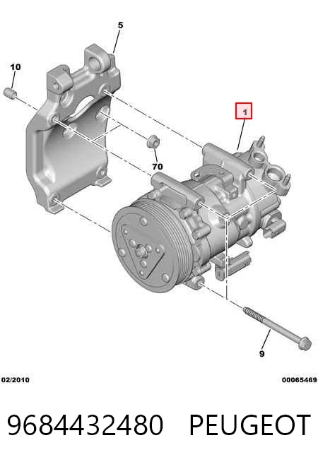 9684432480 Peugeot/Citroen Compressor de aparelho de ar condicionado