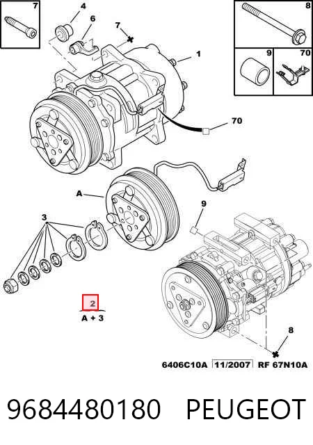 9684480180 Peugeot/Citroen Compressor de aparelho de ar condicionado