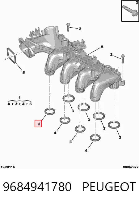 9684941780 Peugeot/Citroen Tubo coletor de admissão