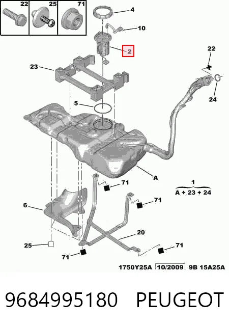 9684995180 Peugeot/Citroen Módulo de bomba de combustível com sensor do nível de combustível