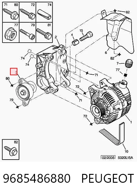 9685486880 Peugeot/Citroen Reguladora de tensão da correia de transmissão