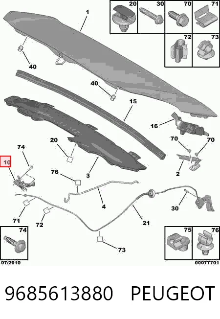 Fecho da capota para Citroen C3 II A51