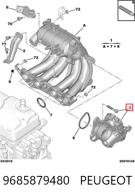 9685879480 Peugeot/Citroen Válvula de borboleta montada