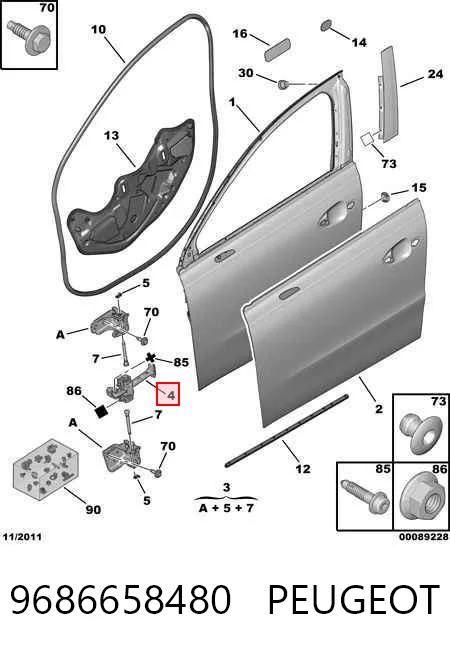 9686658480 Peugeot/Citroen Limitador dianteiro de abertura de porta