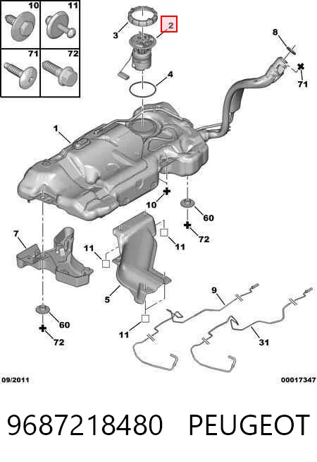 9687218480 Peugeot/Citroen Módulo de bomba de combustível com sensor do nível de combustível