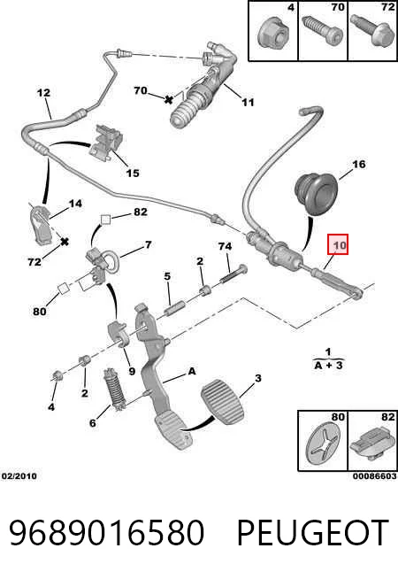 9689016580 Peugeot/Citroen Cilindro mestre de embraiagem