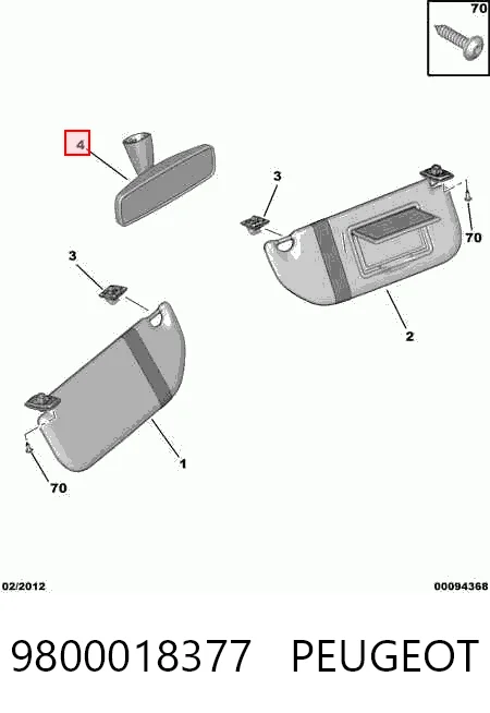 Espelho de salão interno Citroen C4 RUSSIA B73