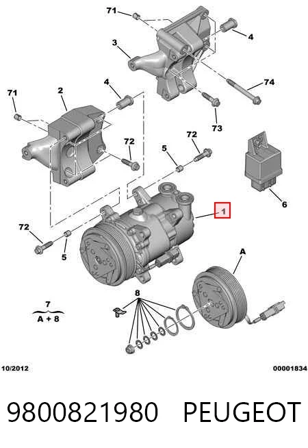 9800821980 Peugeot/Citroen Compressor de aparelho de ar condicionado