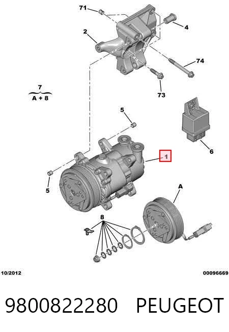 9800822280 Peugeot/Citroen Compressor de aparelho de ar condicionado