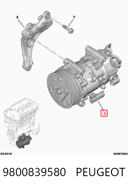 9800839580 Peugeot/Citroen Compressor de aparelho de ar condicionado