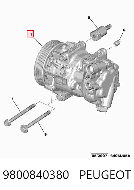 9800840380 Peugeot/Citroen Compressor de aparelho de ar condicionado