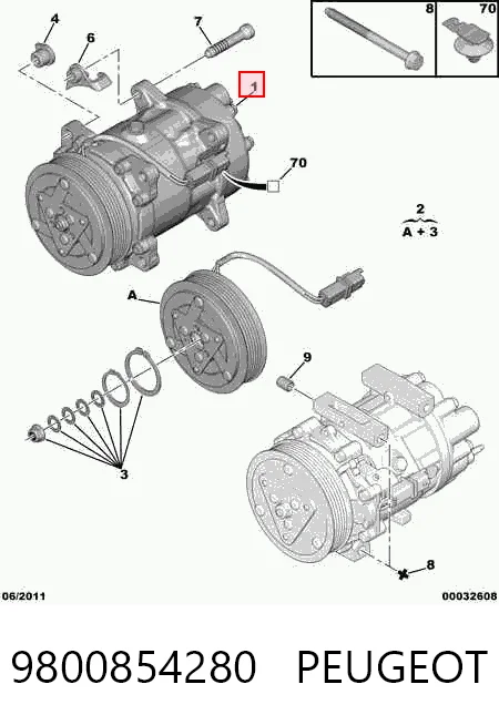9800854280 Peugeot/Citroen Compressor de aparelho de ar condicionado
