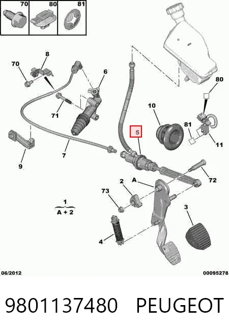 9801137480 Peugeot/Citroen Cilindro mestre de embraiagem