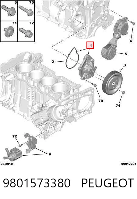 9801573380 Peugeot/Citroen Bomba de água (bomba) de esfriamento