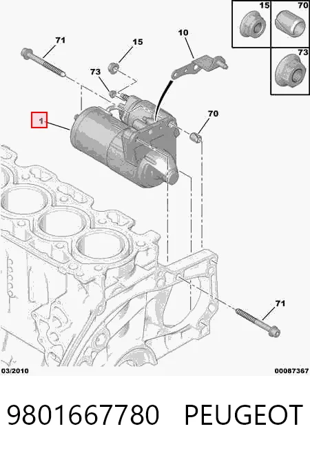 9801667780 Peugeot/Citroen Motor de arranco
