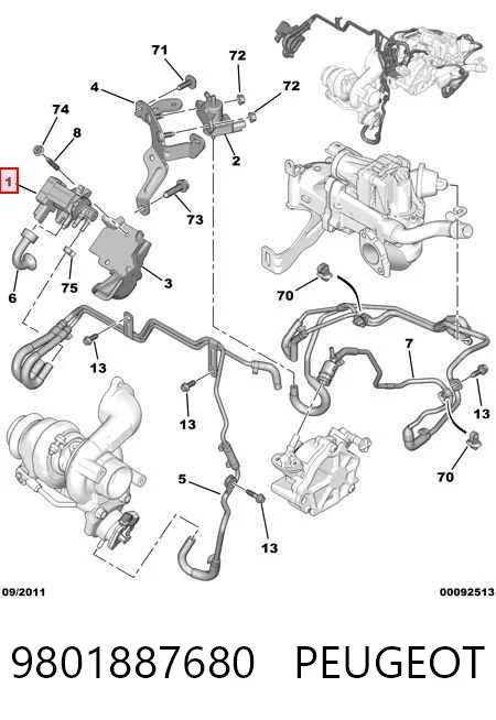 9801887680 Peugeot/Citroen Convertidor de pressão (solenoide) de supercompressão