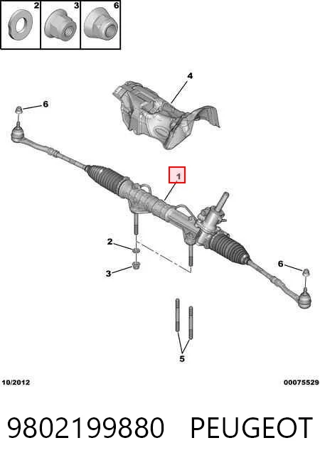 9802199880 Peugeot/Citroen Cremalheira da direção