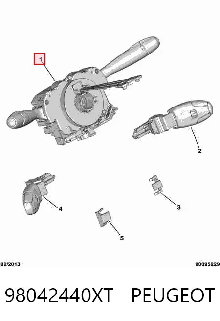 98042440XT Peugeot/Citroen Comutador instalado na coluna da direção, montado