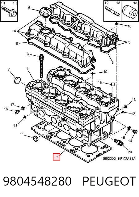 9804548280 Peugeot/Citroen Vedante de cabeça de motor (CBC)