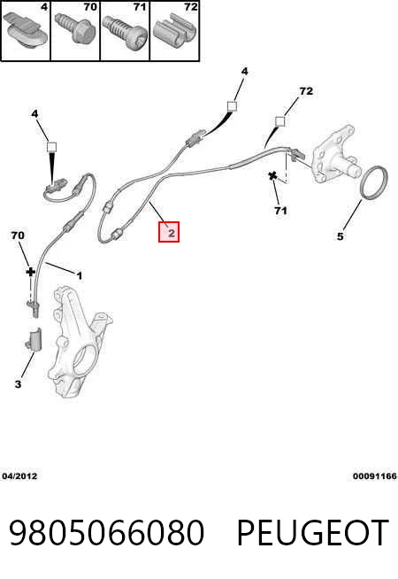 9805066080 Peugeot/Citroen Sensor ABS traseiro